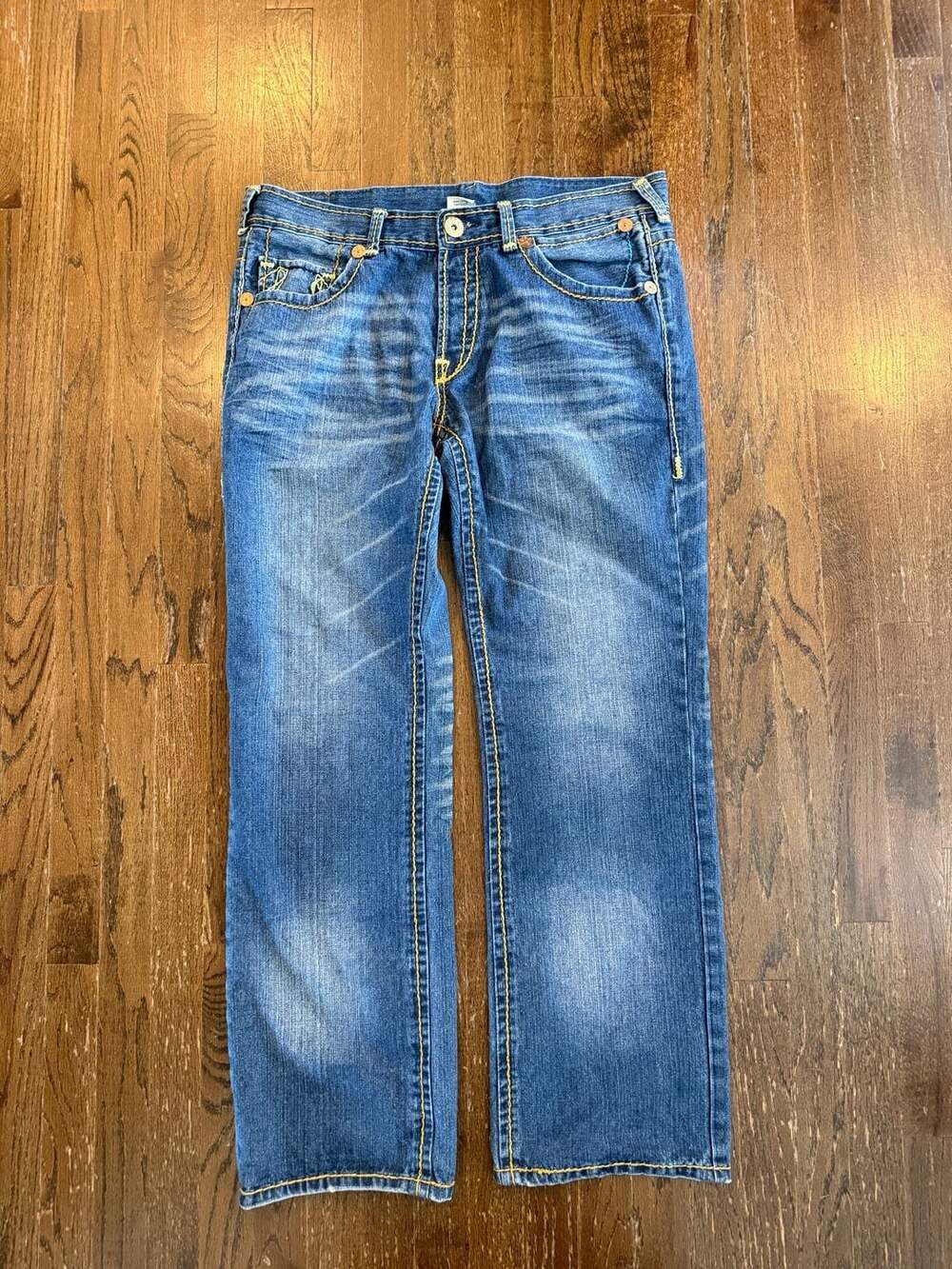 True Religion Billy Giant Big T Straight Leg Jeans Size 38